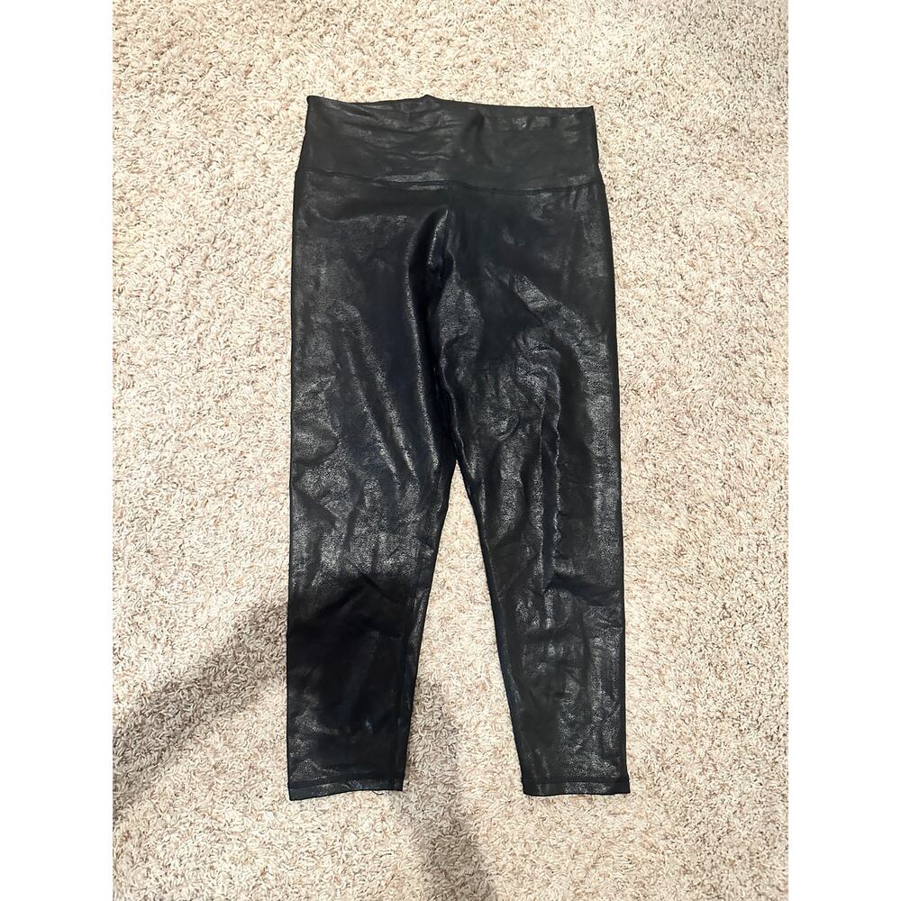 Offline by Aerie Black Faux Leather Look Leggings XL Short